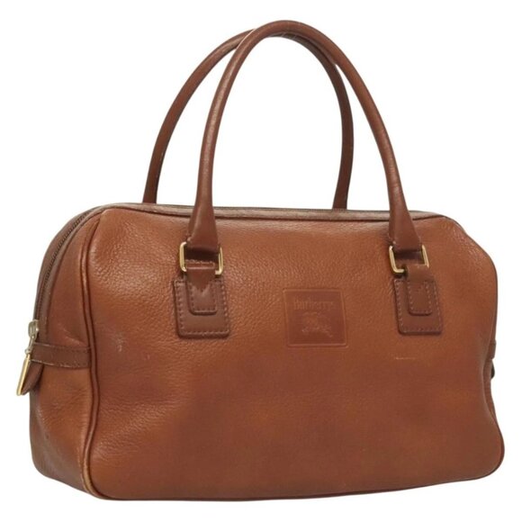 Burberrys Hand Bag Leather Brown Gold Auth ep9811 - Picture 2 of 15
